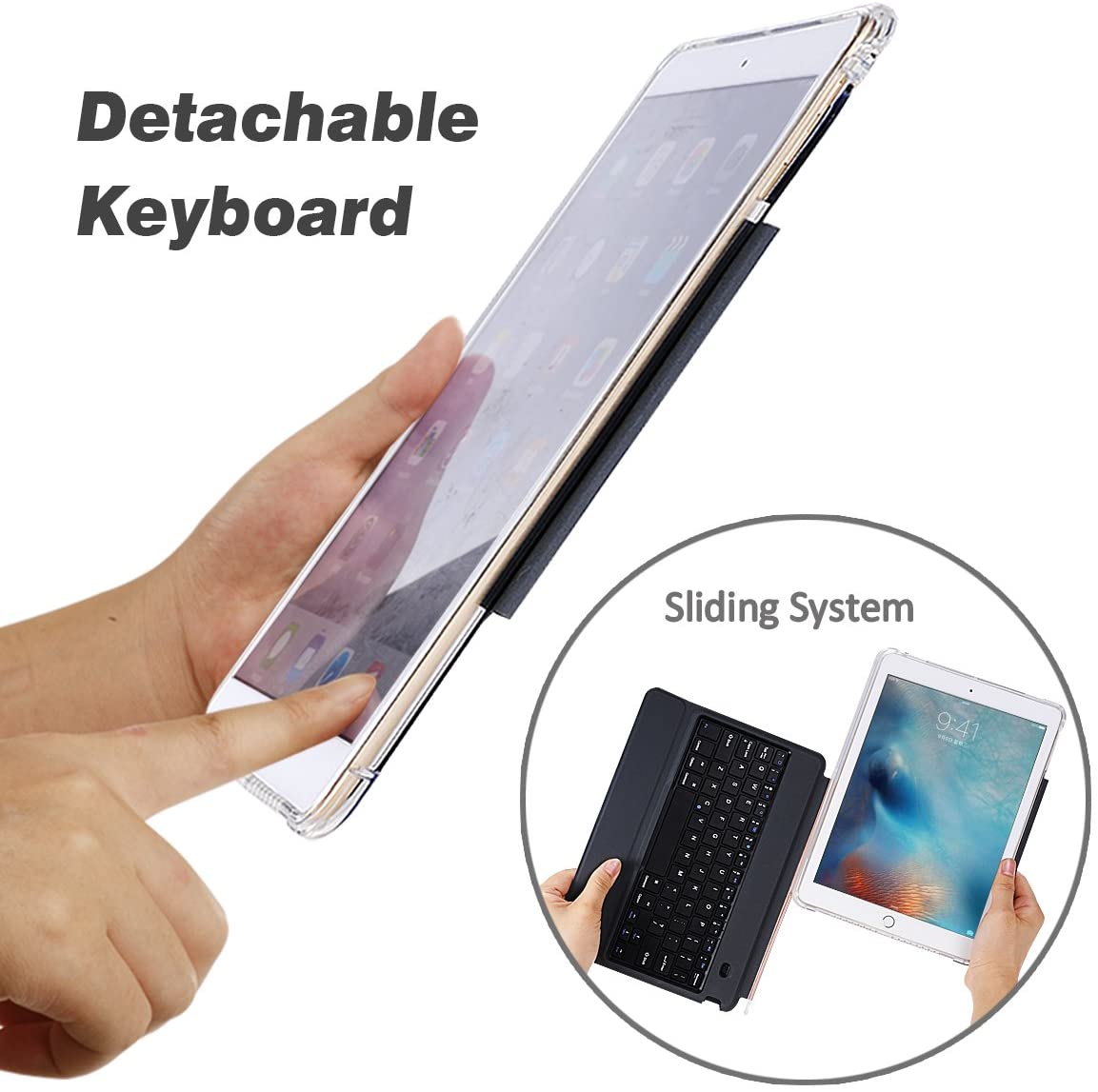 PU leather standing Wireless Bluetooth Keyboard case For iPad